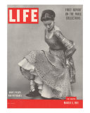 Model Wearing a Pleated Dress by Christian Dior, March 5, 1951 Premium Photographic Print by Gordon Parks