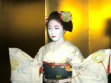 Close-up of Geisha Girl in Gold, Kyoto, Japan Photographic Print by Bill Bachmann