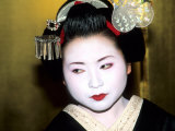 Close-up of Geisha Girl in Gold, Kyoto, Japan Photographic Print by Bill Bachmann