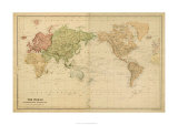 The World on Mercator's Projection Giclee Print