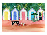 Beach Huts Print by Mary Stubberfield