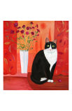 Cat with Carnations Poster por Mary Stubberfield Cat with Carnations Poster por Mary Stubberfield