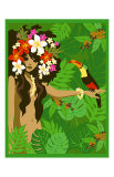 Girl in Tropical Paradise with Flowers Affiches par Noriko Sakura