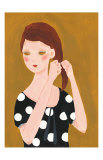 Girl with a Smile, Brading Hair Print by Hiromi Taguchi