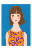 Girl Whose Hair Is Blown by the Wind Prints by Hiromi Taguchi