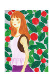 Girl with a Long Hair Surrounded by Flowers Affiches par Hiromi Taguchi