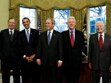 President-elect Barack Obama with All Living Presidents Smiling, January 7, 2009 Photographic Print