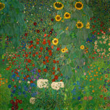 Gårdshage med solsikker, ca. 1912 (Farm Garden with Sunflowers, c.1912)  Plakat av Gustav Klimt