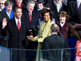 Barack Obama Sworn in by Chief Justice Roberts as 44th President of the United States of America Photographic Print