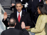 Barack Obama Sworn in by Chief Justice Roberts as 44th President of the United States of America Photographic Print