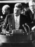 President John F. Kennedy Delivers Inaugural Address after Taking Oath of Office, January 20, 1961 Fotografie-Druck