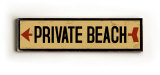 Private Beach arrow Wood Sign