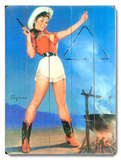 Cowgirl Barbeque Pin Up Girl Wood Sign