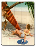 Matson Surf Couple Wood Sign
