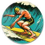 Surfer in Tube Wood Sign