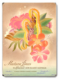 Matson Lines Women with Lei Advertisement Wood Sign