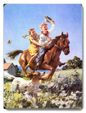 Cowboy and Cowgirl Horse Wood Sign