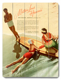 Matson, Surfboard by Hula Girl Wood Sign