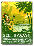 See Hawaii, Matson Navigation Co Cartel de madera See Hawaii, Matson Navigation Co Cartel de madera