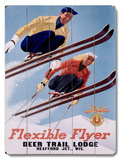 1954 Deer Lodge Flexible Flyer Ski Wood Sign