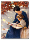 Mom and Daughter Reading Wood Sign