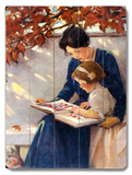 Mom and Daughter Reading Wood Sign