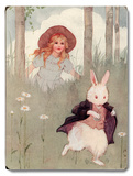 Girl and Rabbit Wood Sign
