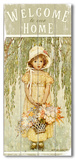 Girl with Flowers - Welcome Wood Sign