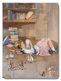 Girl Reading on Floor Wood Sign
