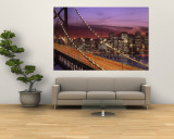 Bay Bridge Illuminated at Night, San Francisco, California, USA Wall Mural