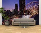 Lit Up Ferris Wheel at Dusk, Navy Pier, Chicago, Illinois, USA Wall Mural – Large