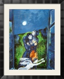 Les amoureux sous la lune Affiches par Marc Chagall