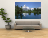 Lake, Mountains, Matterhorn, Zermatt, Switzerland Reproduction murale géante
