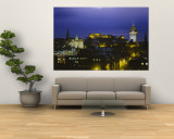 City Lit Up at Night, Edinburgh Castle, Edinburgh, Scotland Mural