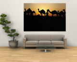 Silhouette of Camels in a Desert, Pushkar Camel Fair, Pushkar, Rajasthan, India Wandgemälde