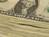Close-Up of a Stack of American One Dollar Bill Notes Photographic Print