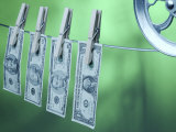 American Money Hanging on Clothes Line Photographic Print