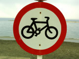 Bicycling Sign by Ocean Photographic Print