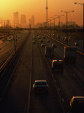 Hectic Traffic on Highway at Sunset in Toronto, Canada Lámina fotográfica