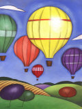 Hot Air Balloons over Farmland Lámina Hot Air Balloons over Farmland Lámina
