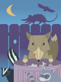 Urban Wildlife Foraging at Garbage Can Poster
