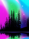 Northern Lights over Alpine Lake Poster