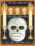 Altar with Human Skull and Candles Print