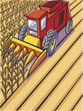 Harvester Plowing Wheat Field Prints