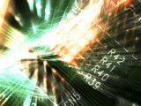 Composite of Bright Sparks on Circuit Board Overlay Lámina fotográfica