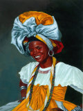 Portrait of Smiling Woman in Cultural Garb Prints