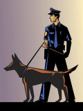 Policeman with German Shepherd Posters