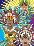 Women in Costumes for Carnival in Rio De Janeiro, Brazil Plakater
