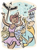 Woman Dancing in Street with Others at Mardi Gras Plakater Woman Dancing in Street with Others at Mardi Gras Plakater