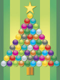 Colorful Ornaments Arranged Like Christmas Tree Print